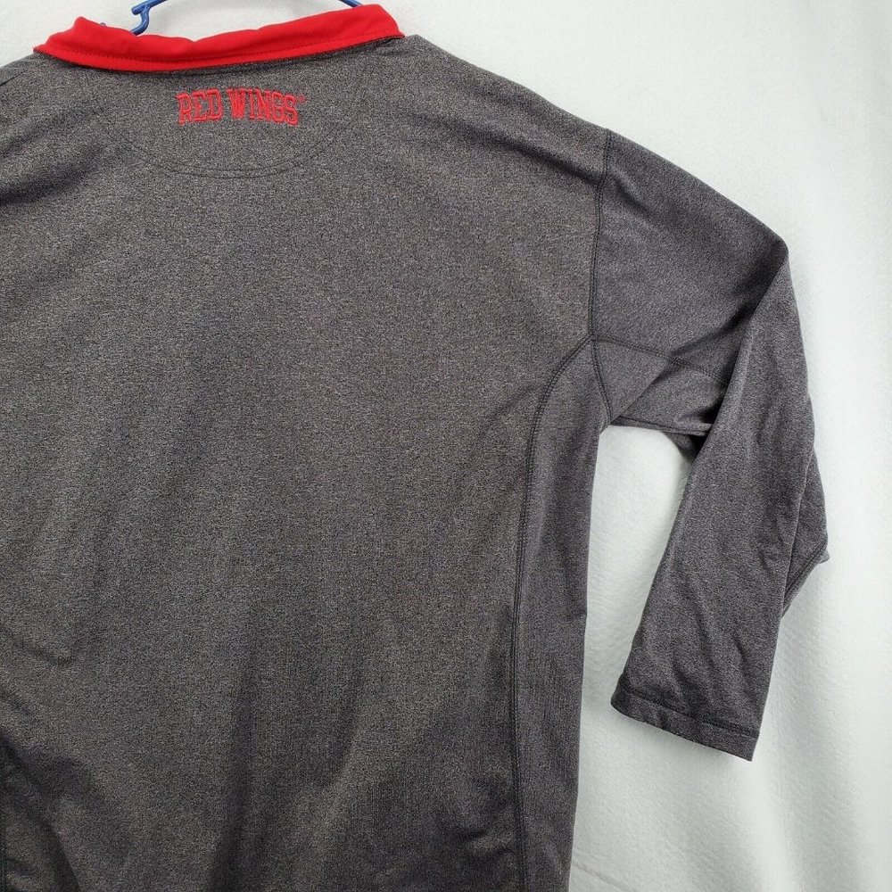 Redwings Hockey Shirt Gray Pullover Pockets Men?s Size Large 1/4 Zip - Picture 11 of 12